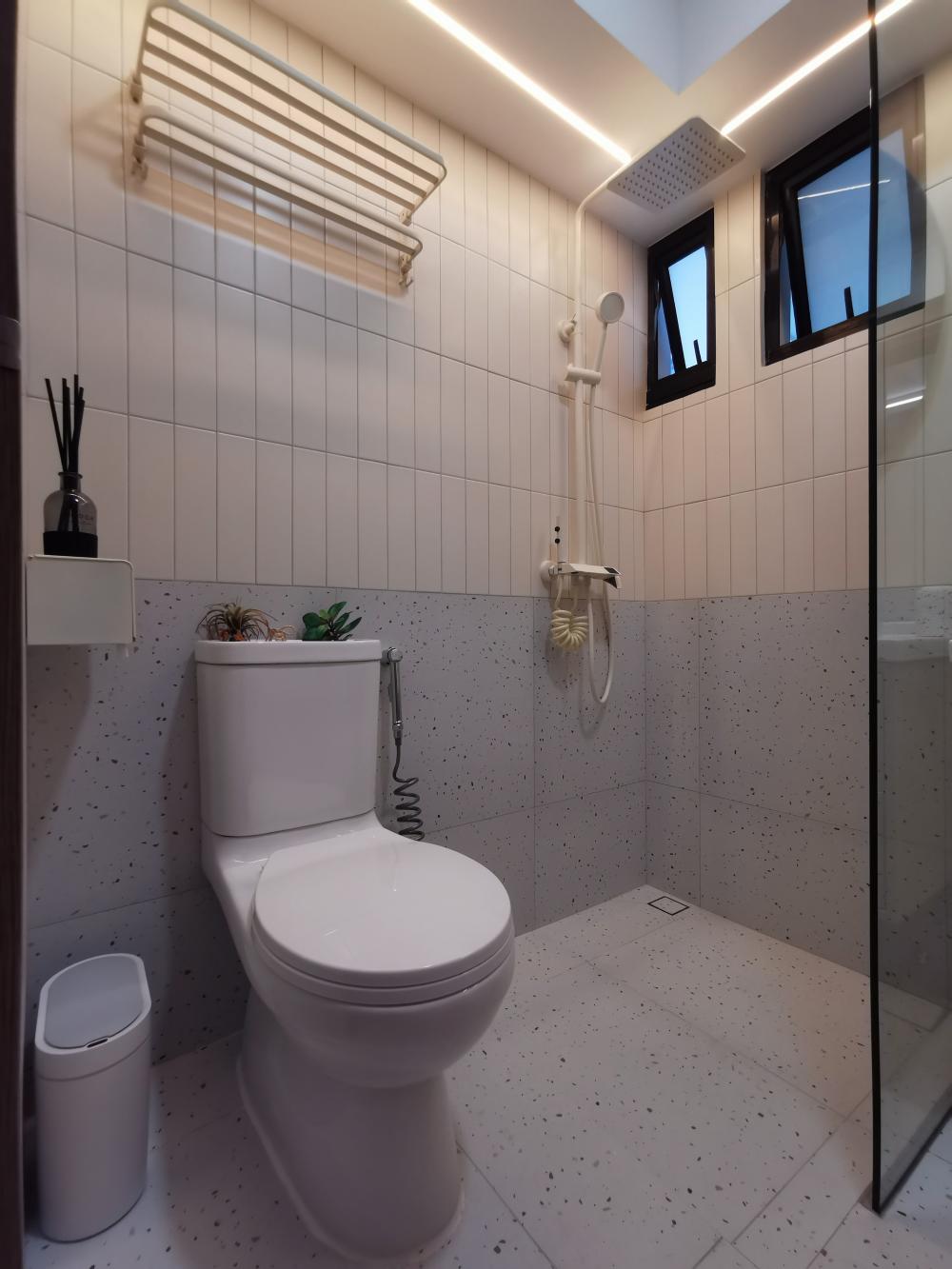 Scandinavian Bathroom with Mirror and Shower Screen