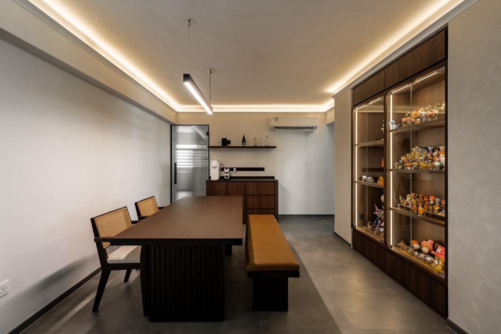 Contemporary Dining Room with Cove Lighting and Dining Table