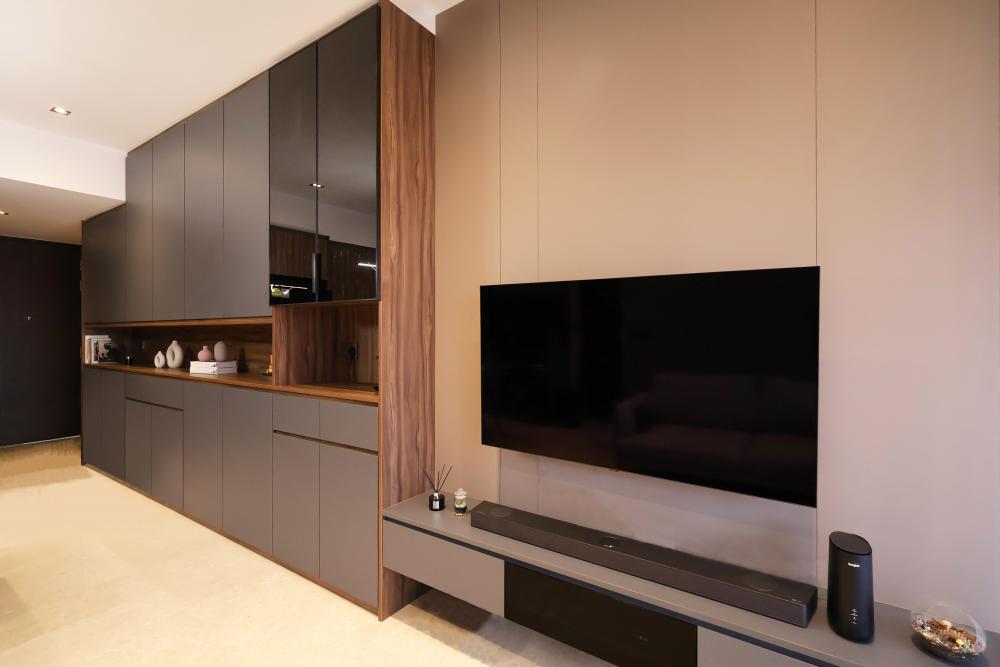 Contemporary Living Room with TV Console and Sofa