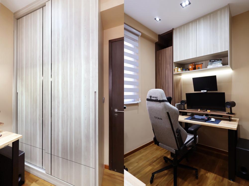 Contemporary Home Office with Desk and Desk Chairs