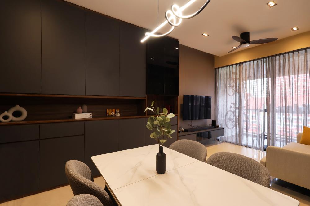 Contemporary Living Room with TV Console and Sofa