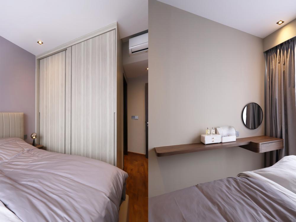 Contemporary Bedroom with Wardrobe and Bedside Table