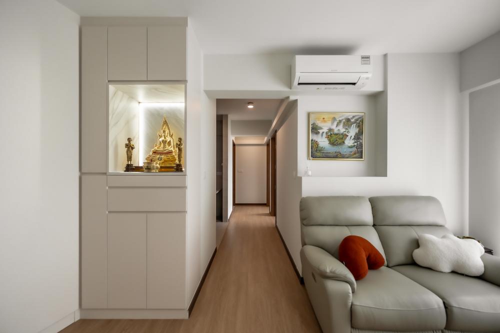 Scandinavian Living Room with Vinyl Flooring and Sofa