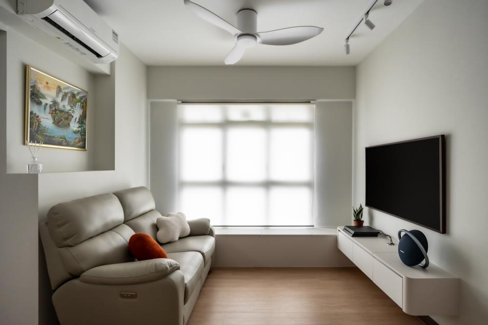 Scandinavian Living Room with Settee and Vinyl Flooring
