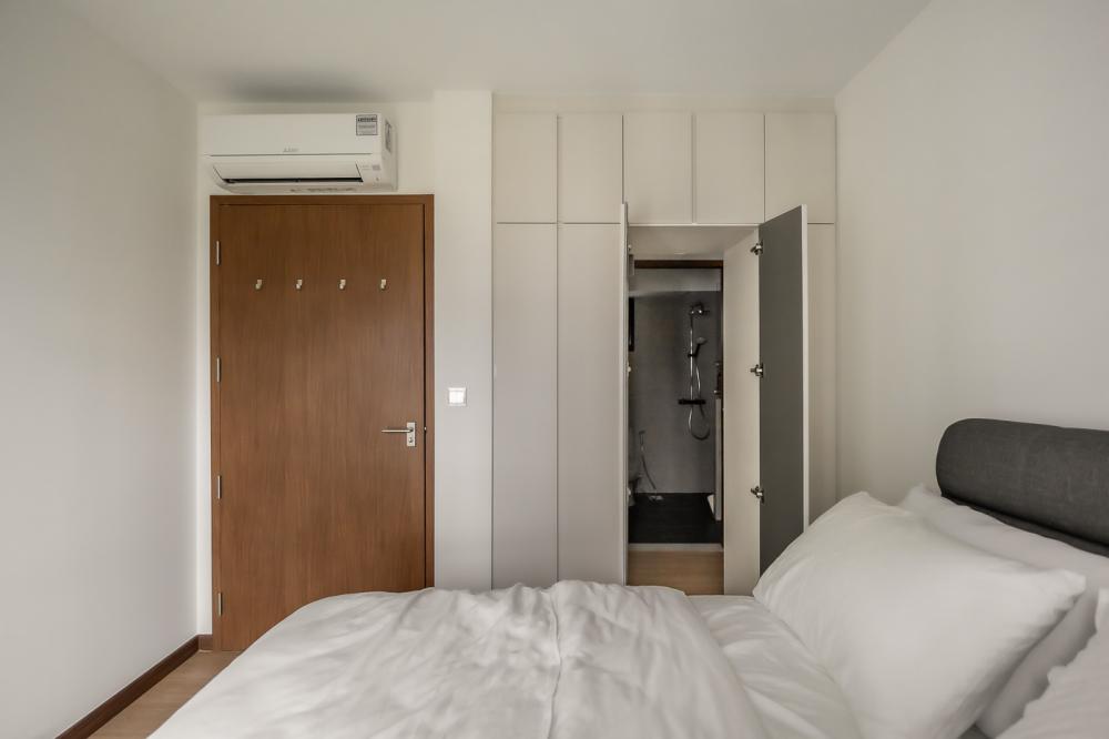 Scandinavian Bedroom with Vinyl Flooring and Wardrobe