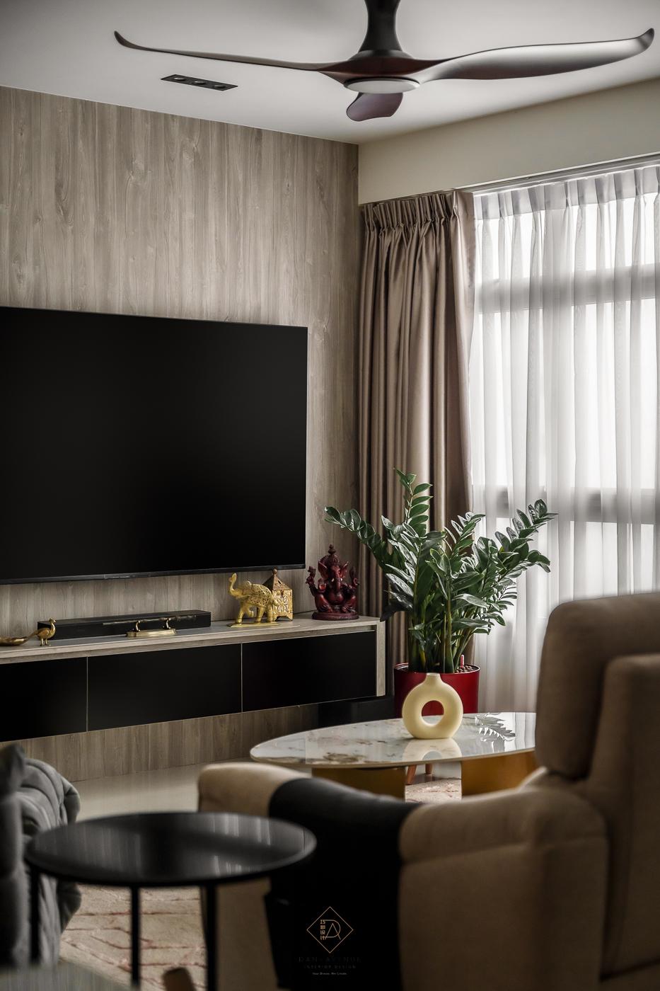Modern Living Room with TV Console and Feature Wall