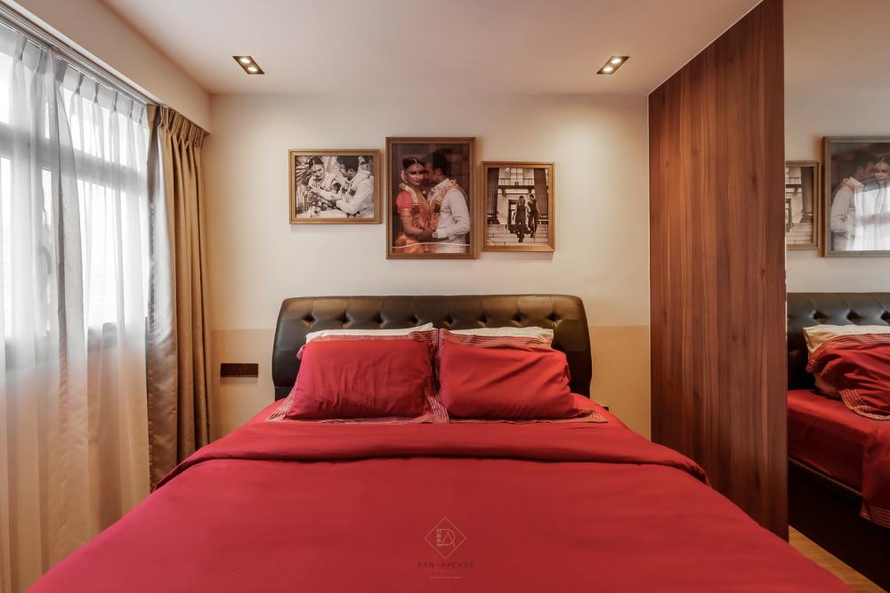 Modern Bedroom with Vinyl Flooring and Drop Light