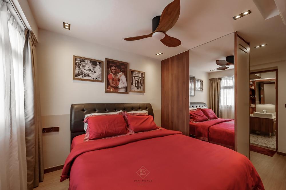 Modern Bedroom with Vinyl Flooring and Drop Ceiling