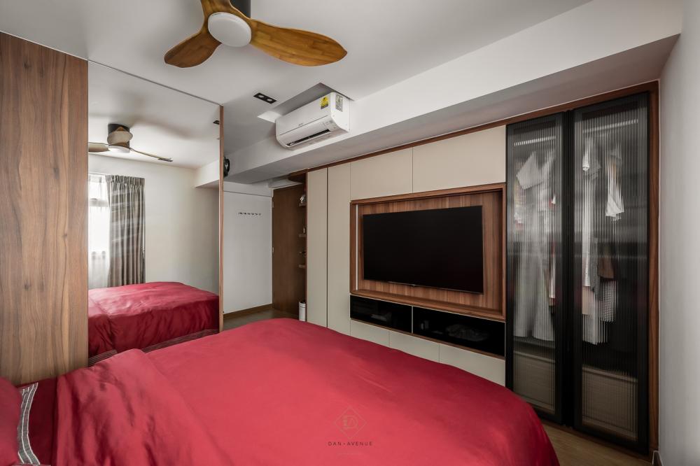 Modern Bedroom with Vinyl Flooring and Wardrobe