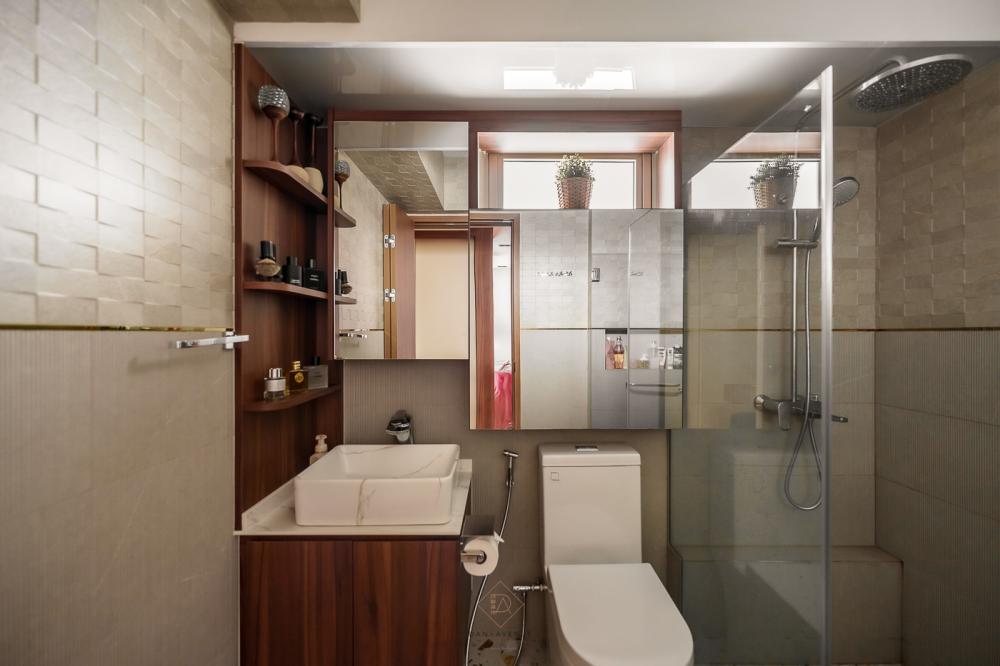 Modern Bathroom with Countertop and Homogeneous Tiles