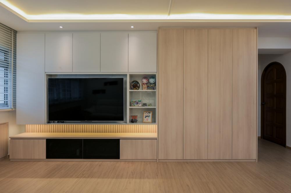 Modern Living Room with TV Console and Feature Wall