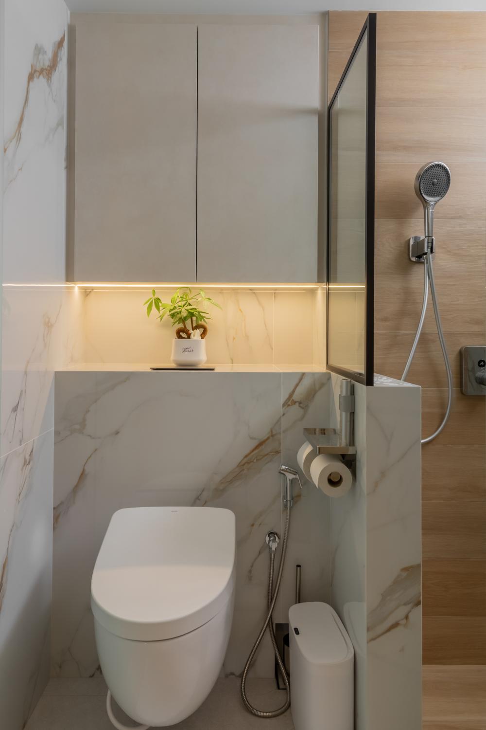 Contemporary Bathroom with Countertop and Shower Screen