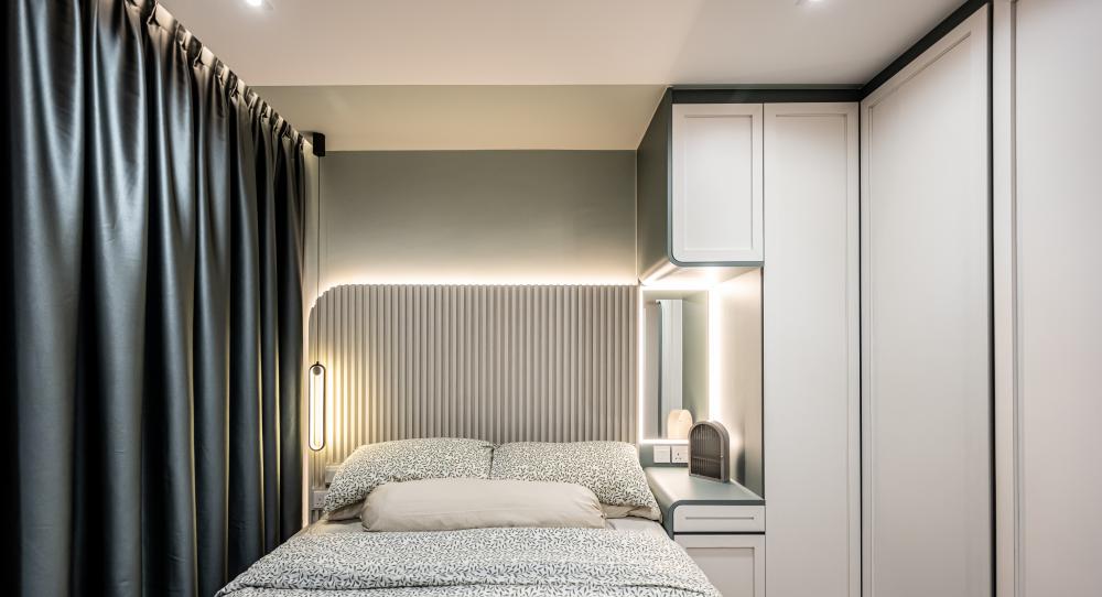 Contemporary Bedroom with Cove Lighting and Wardrobe