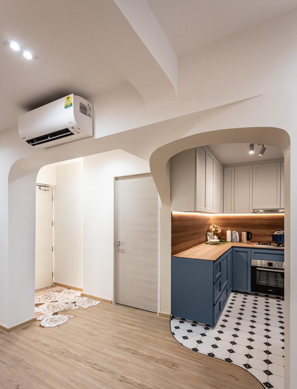 Contemporary Kitchen with Countertop and Vinyl Flooring