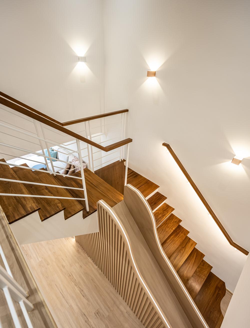Contemporary Living Room with Parquet Floor and Wood Flooring