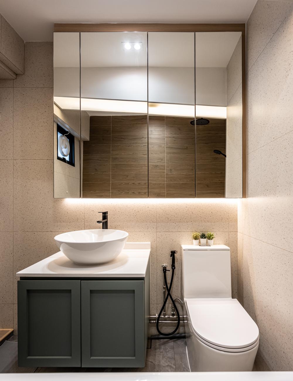 Contemporary Bathroom with Mirror and Bathroom Mirrors