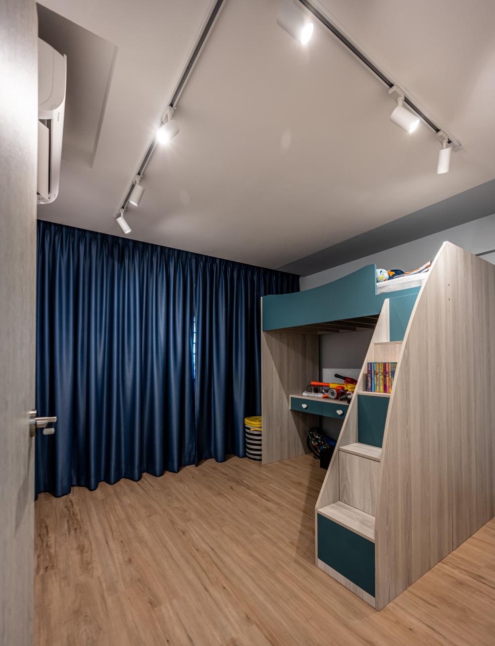 Contemporary Kids Room with Bookshelf and Children's Storage