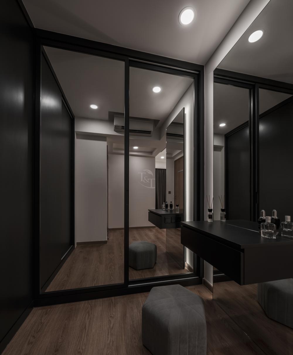 Contemporary Bedroom with Vinyl Flooring and Wardrobe