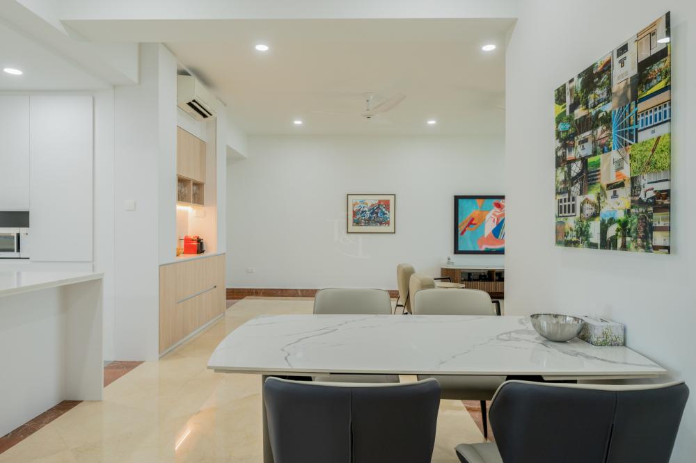 Modern Dining Room with Ceiling Light and Dining Table