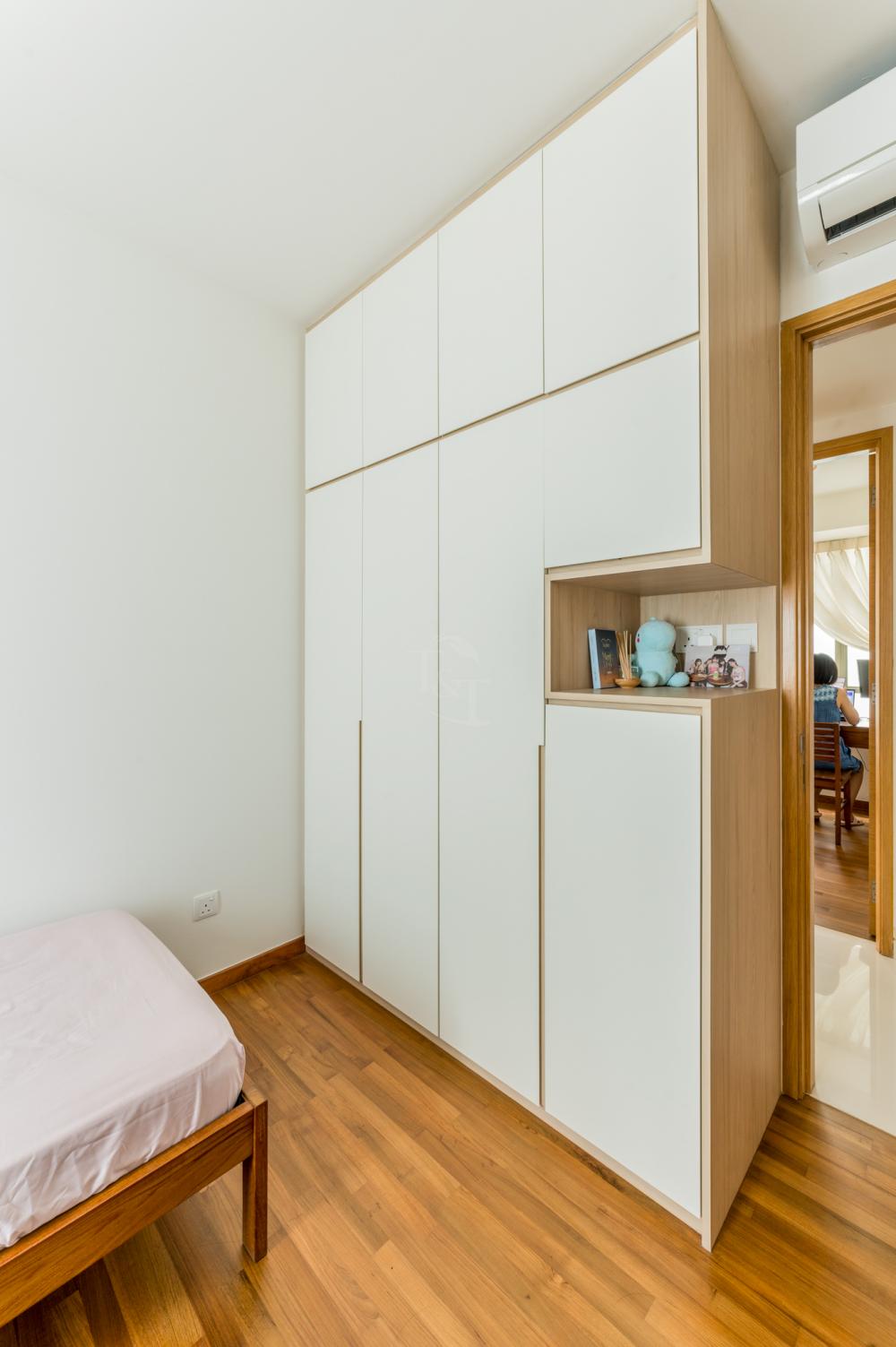 Modern Bedroom with Parquet Floor and Wardrobe