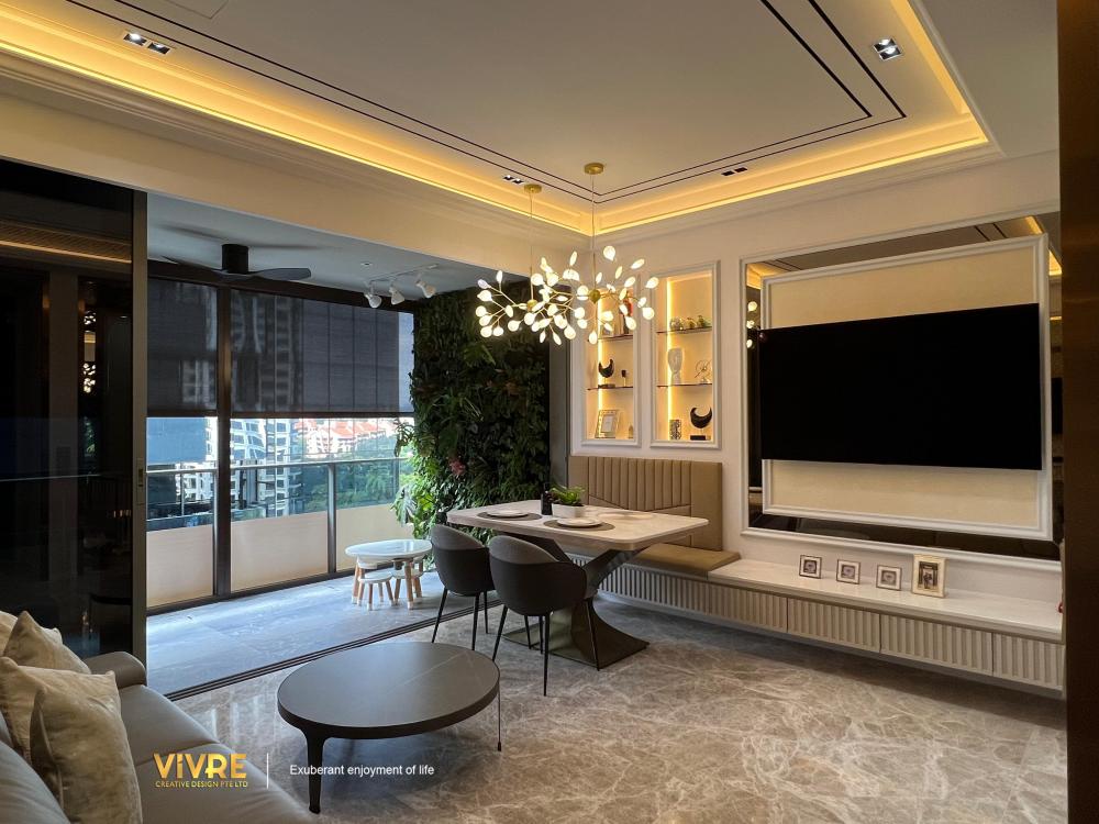 Modern Living Room with TV Console and Feature Wall