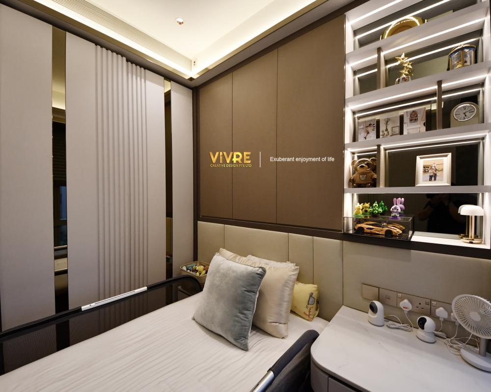 Modern Bedroom with Bookshelf and Built-in Bed