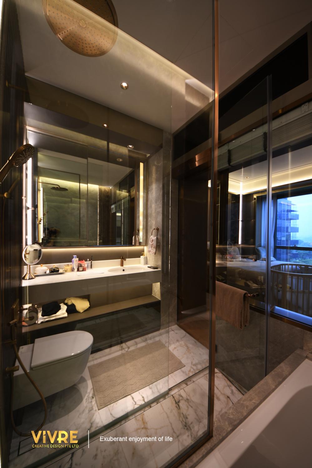 Modern Bathroom with Marble Floor and Bathroom Accessories
