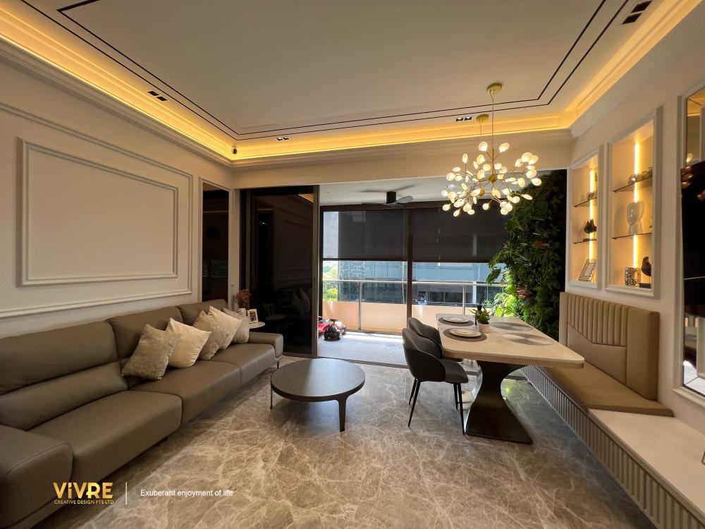 Modern Living Room with Bookshelf and TV Console