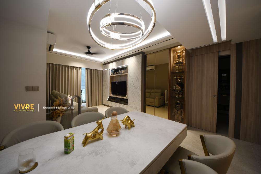 Modern Living Room with Bookshelf and TV Console