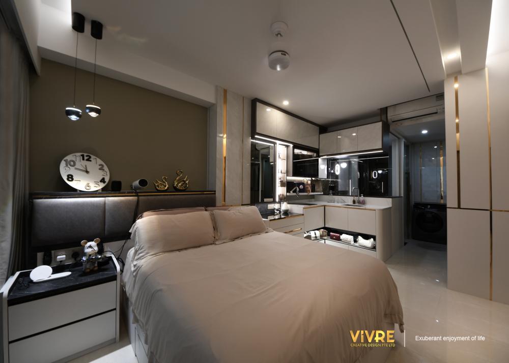 Modern Bedroom with Cove Lighting and Ceiling Light