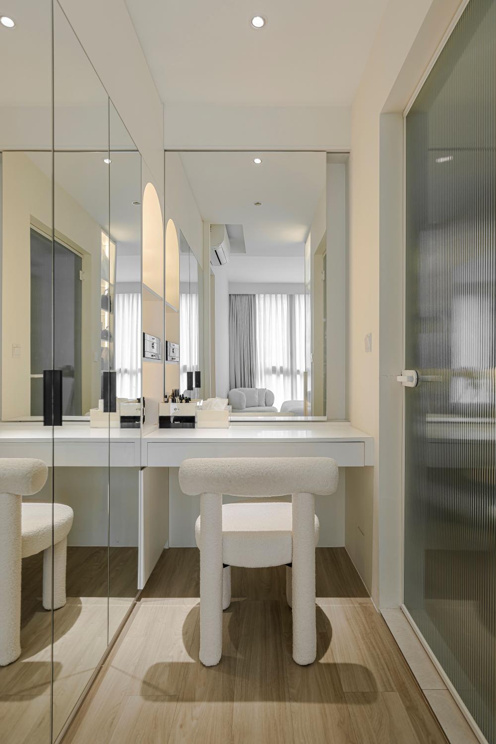 Scandinavian Bedroom with Mirror and Wardrobe