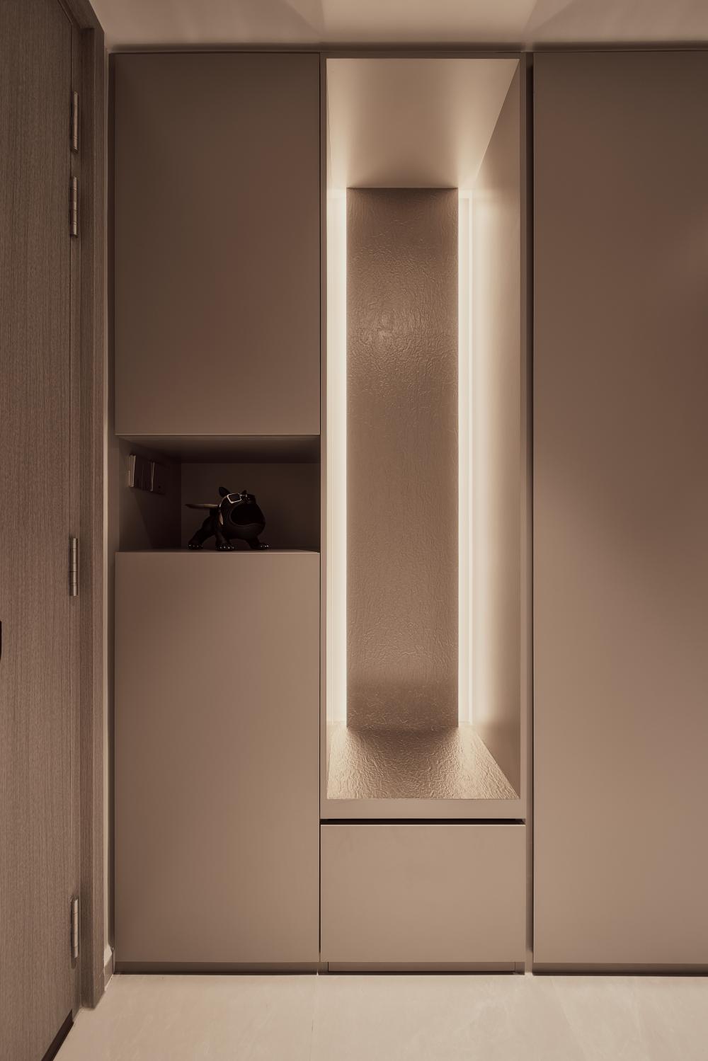Minimalist Entryway with Seating Bench and Shoe Rack