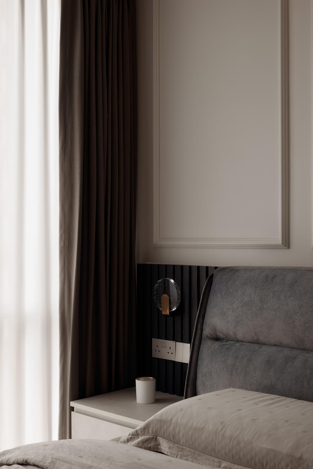 Minimalist Bedroom with Platform Bed and Built-in Bed