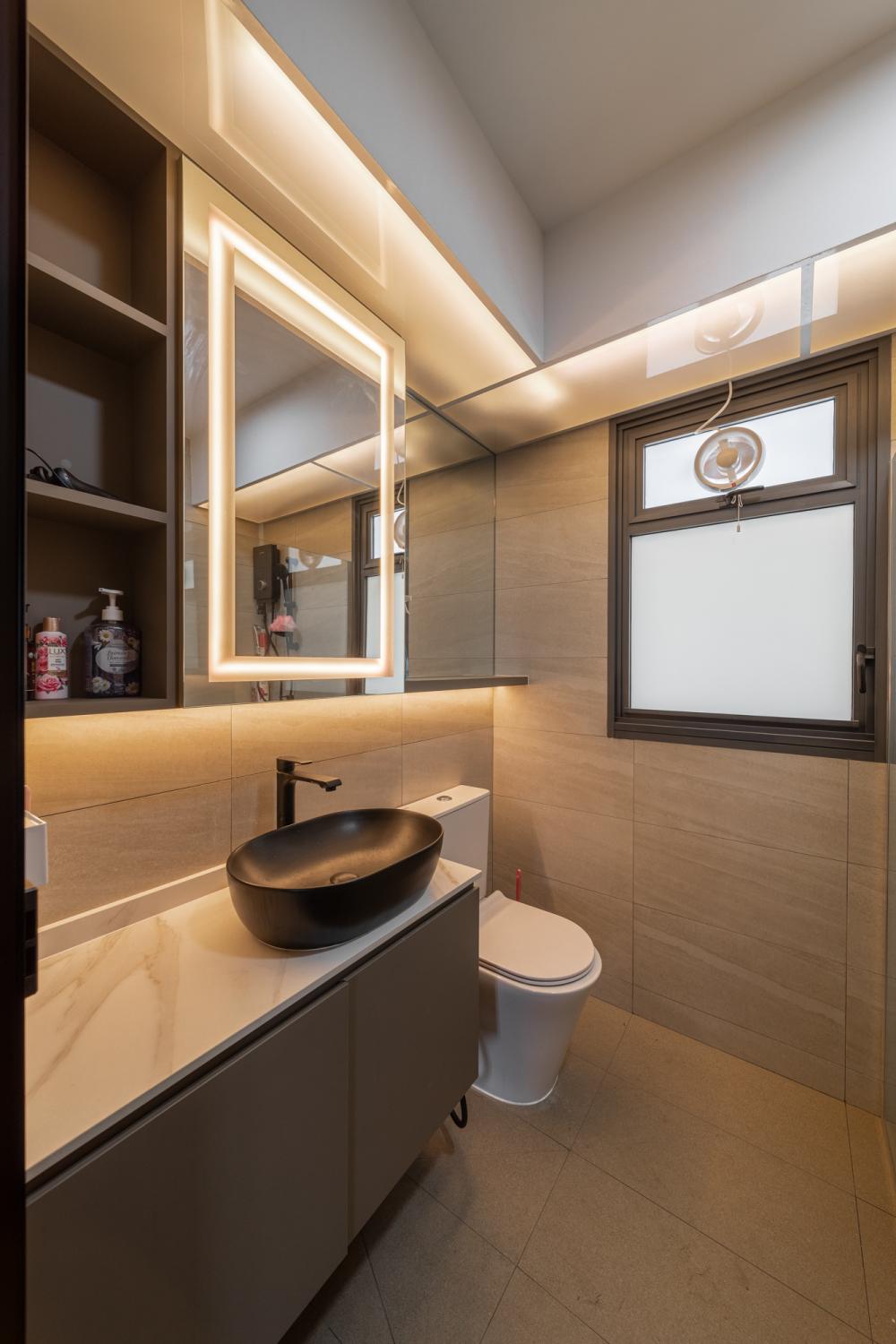 Contemporary Bathroom with Countertop and Mirror