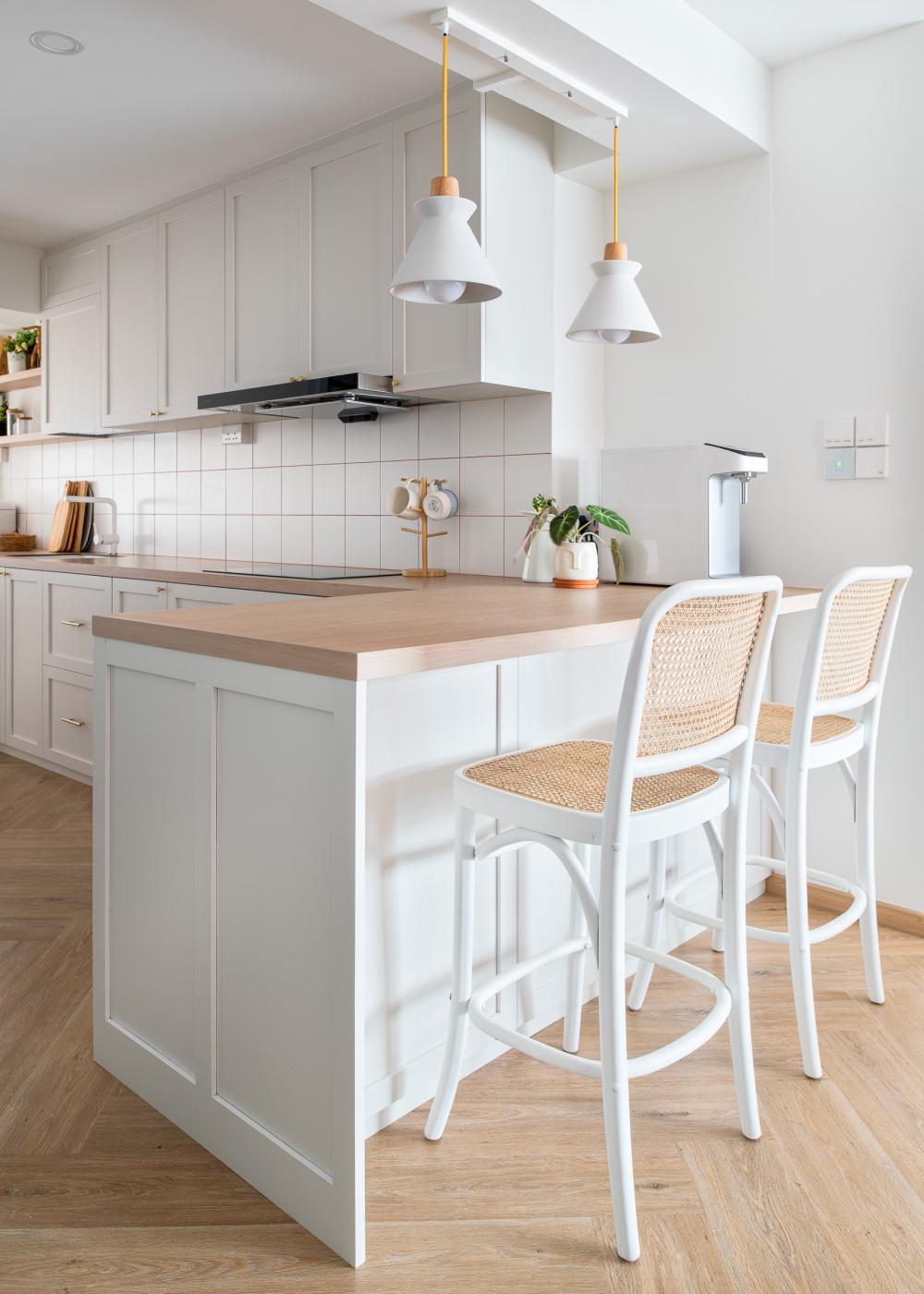 Scandinavian Kitchen with Countertop and Kitchen Island