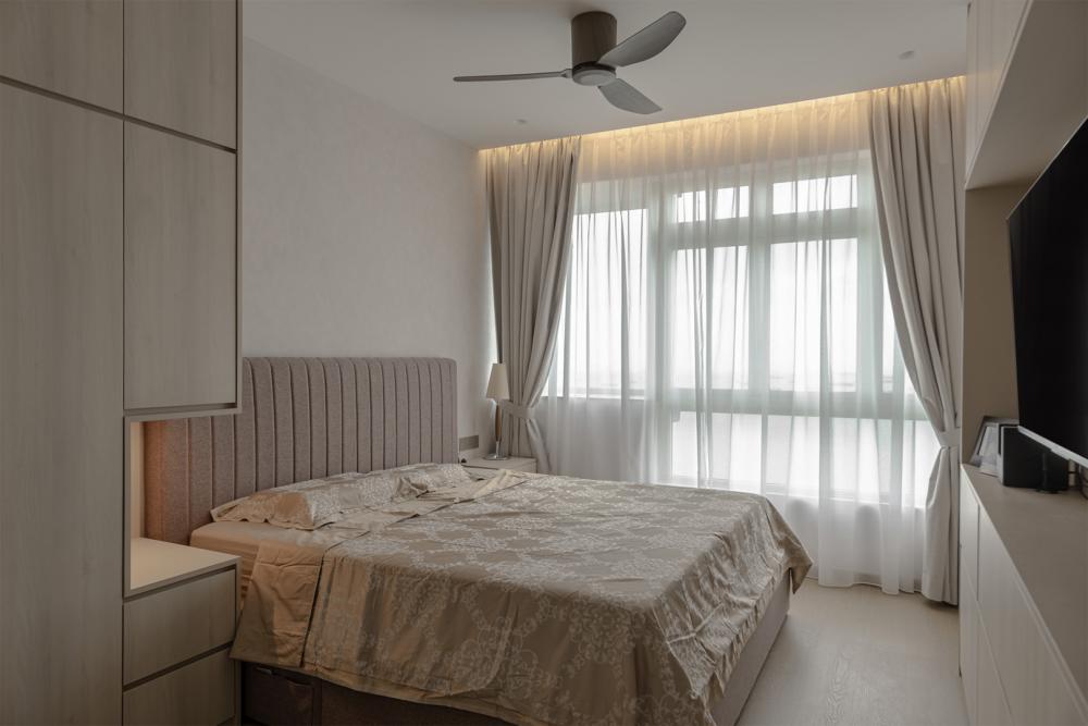 Contemporary Bedroom with Cove Lighting and Wardrobe