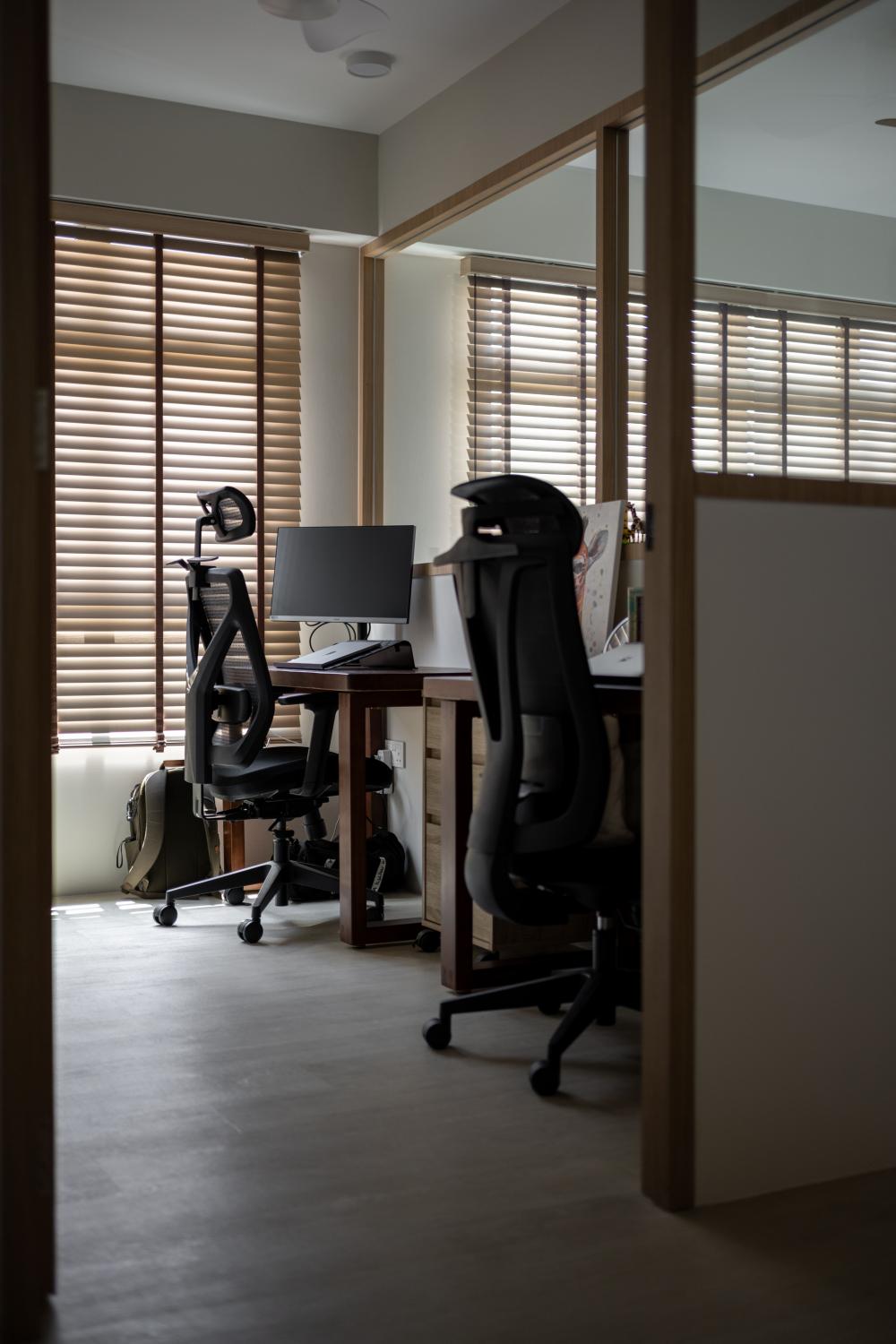 Scandinavian Home Office with Bookshelf and Desk