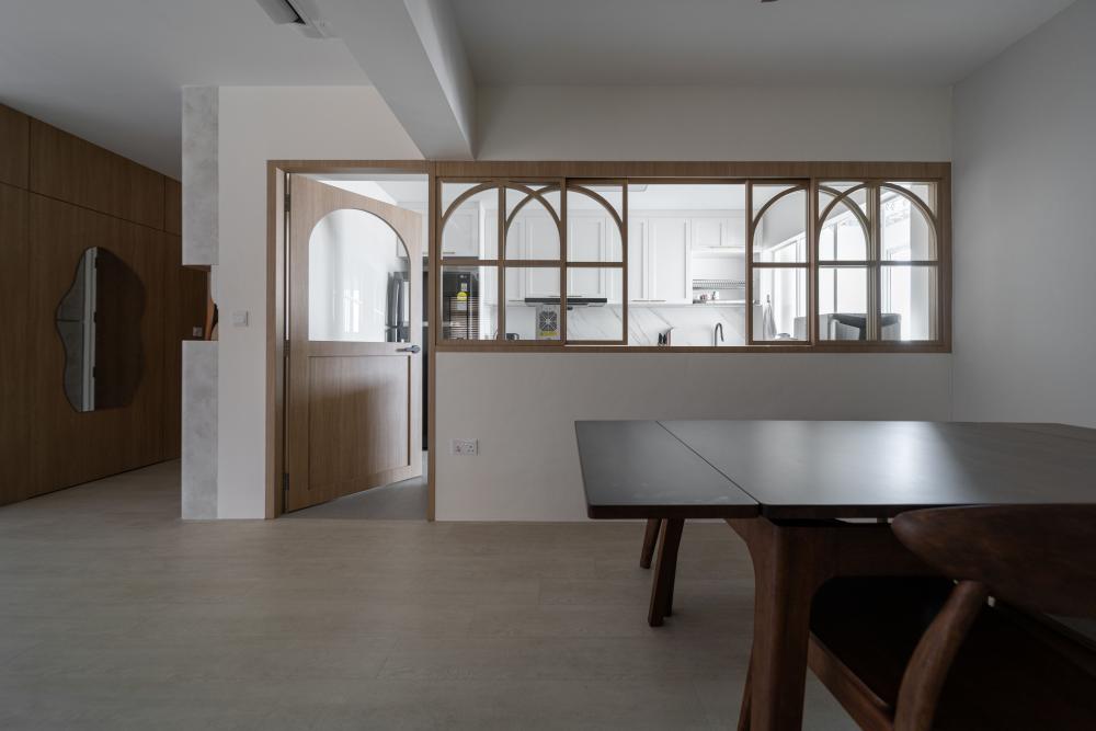 Scandinavian Kitchen with Countertop and Vinyl Flooring