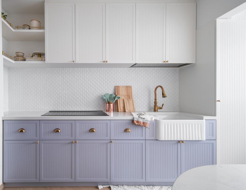 Minimalist Kitchen with Countertop and Mosaic