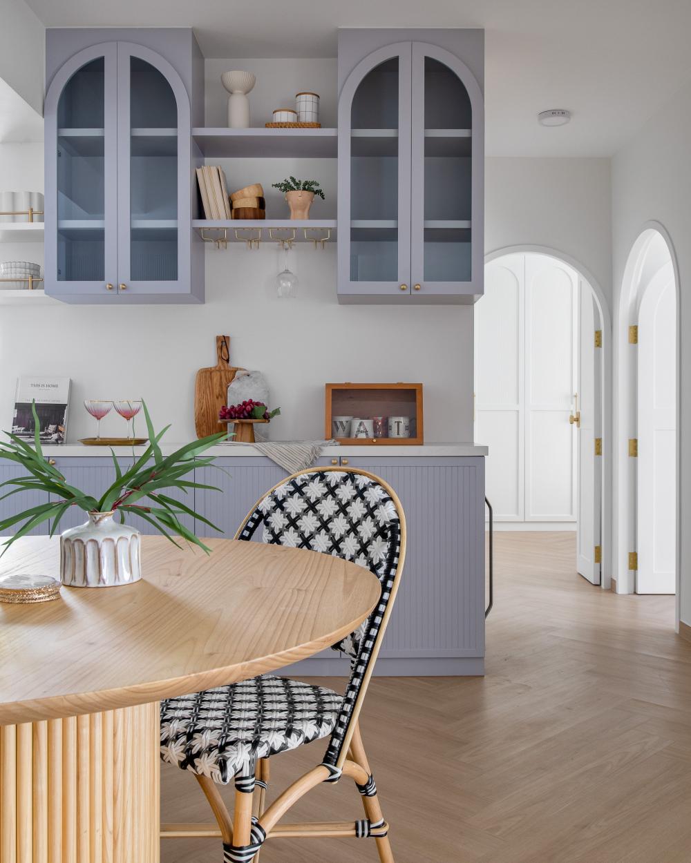 Minimalist Dining Room with Ceiling Light and Dining Table