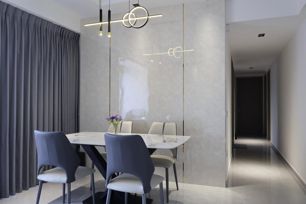 Modern Dining Room with Chandelier and Dining Table