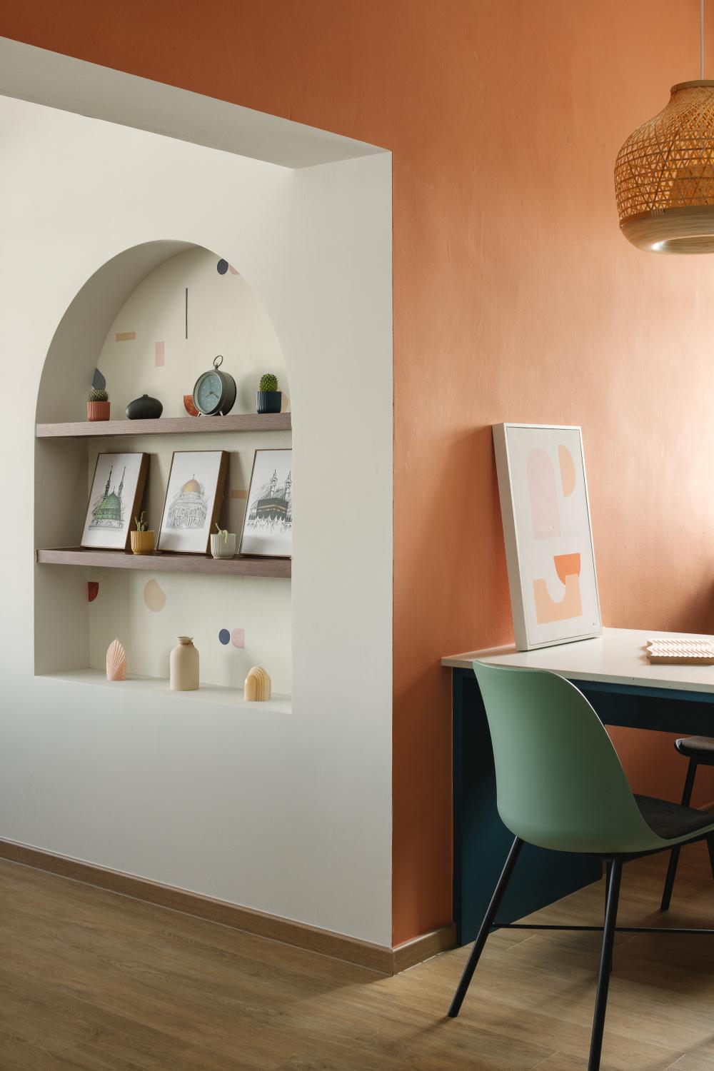 Scandinavian Living Room with Feature Wall and Paintings