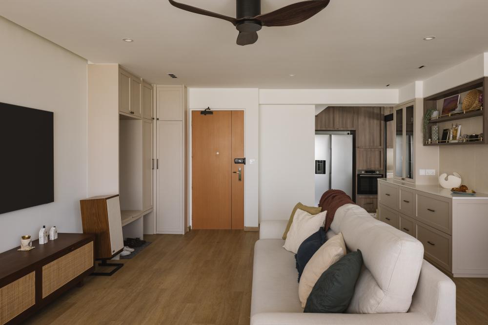 Modern Living Room with Wood Flooring and TV