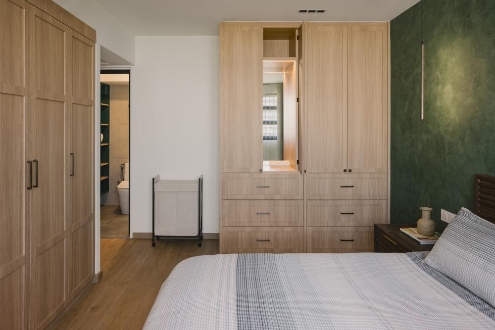 Modern Bedroom with Mirror and Wardrobe