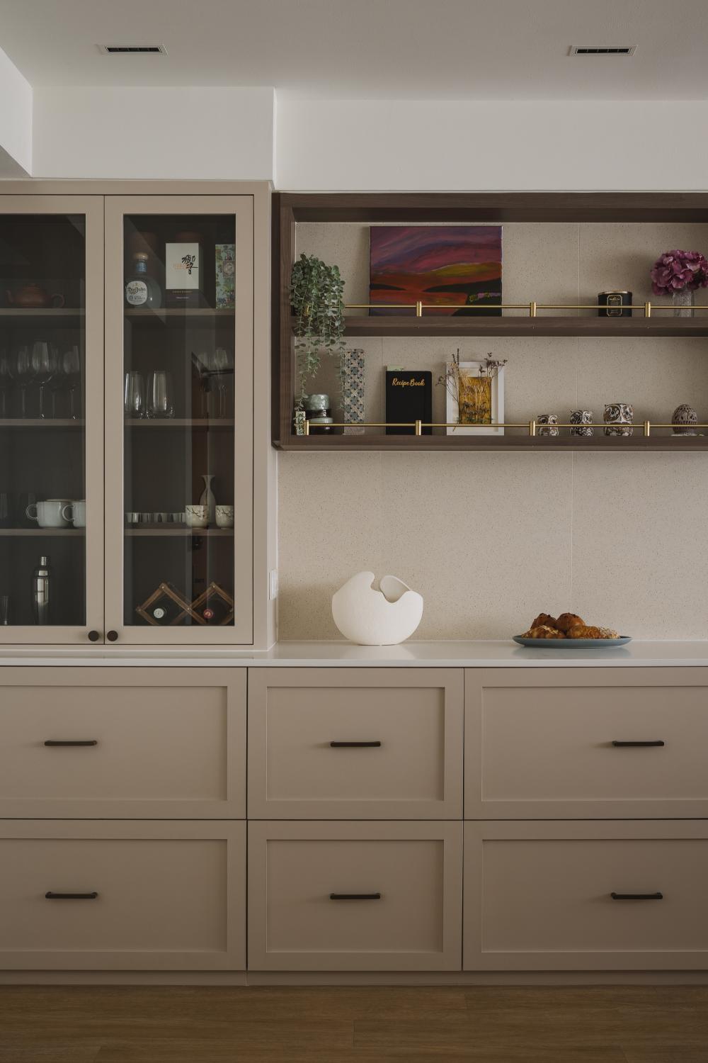 Modern Pantry with Drinkware and Kitchen Accessories