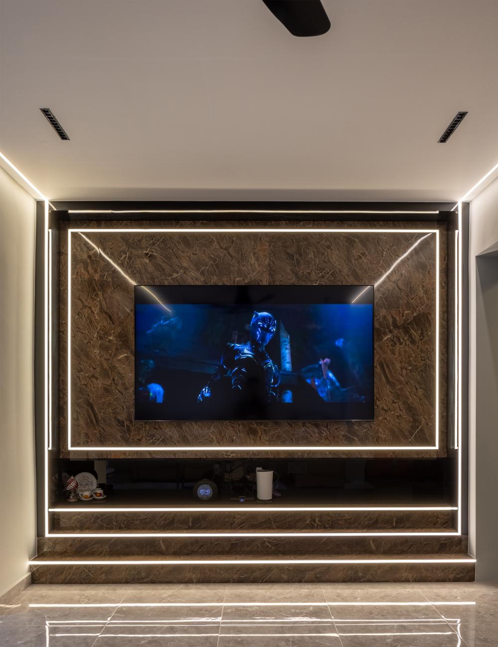 Modern Living Room with TV Console and Feature Wall