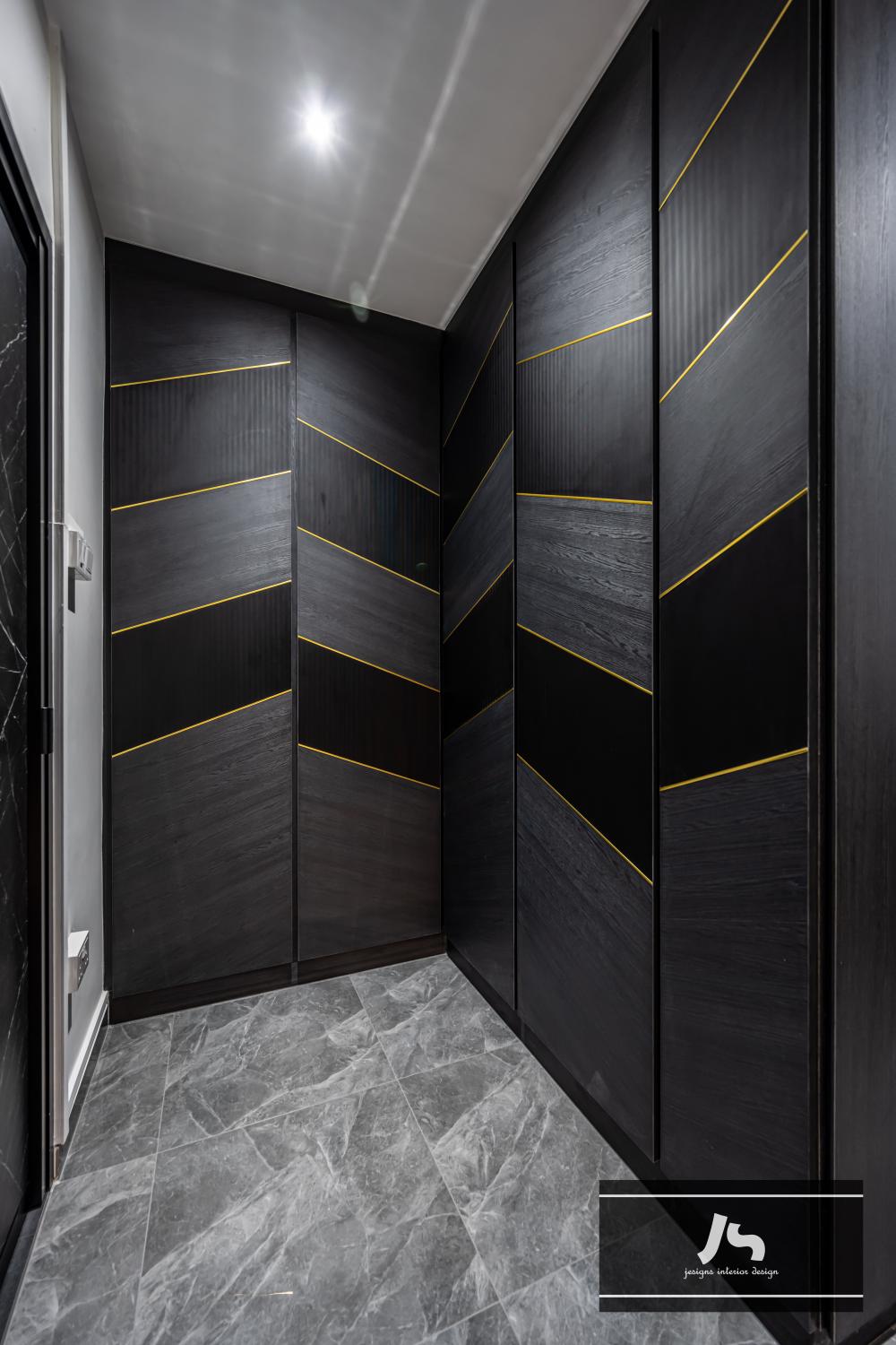 Modern Bedroom with Marble Floor and Wardrobe