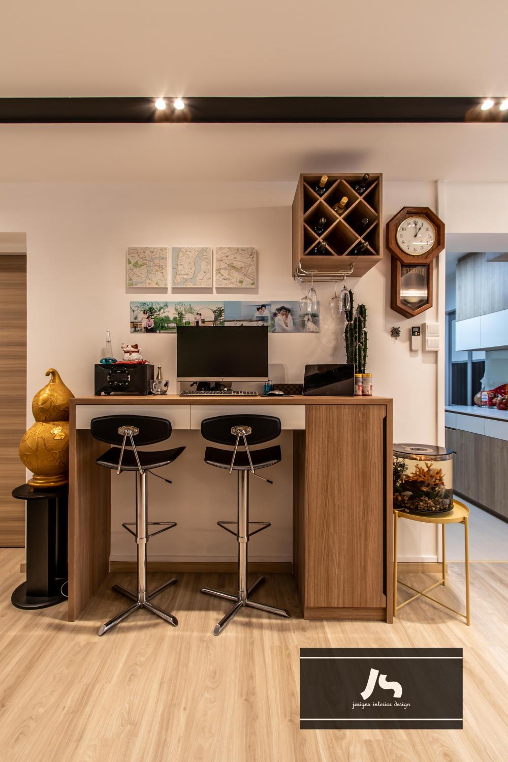 Scandinavian Workstation with Bookshelf and Desk