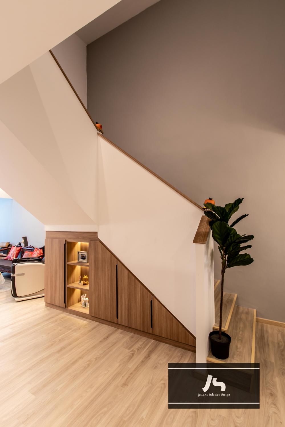 Scandinavian Entryway with Staircase and Wardrobe