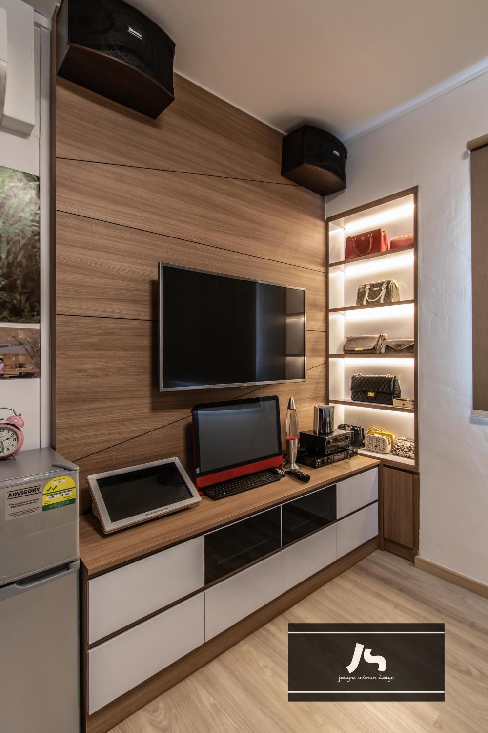 Scandinavian Living Room with TV Console and TV